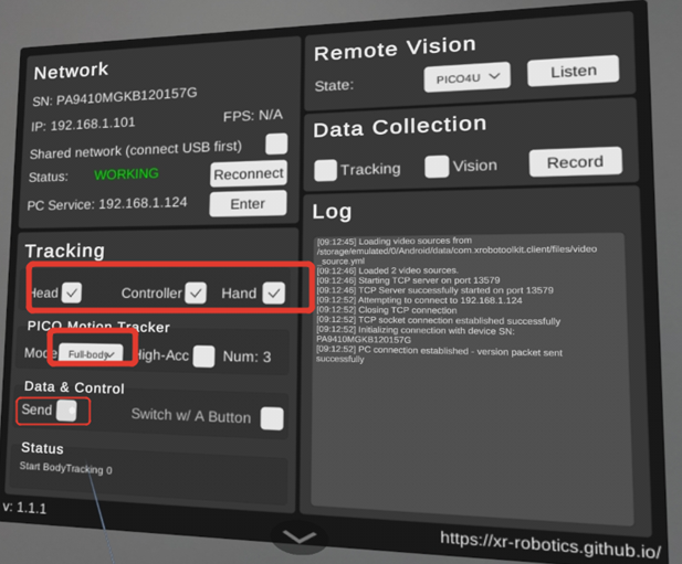 XRoboToolkit Tracking configuration